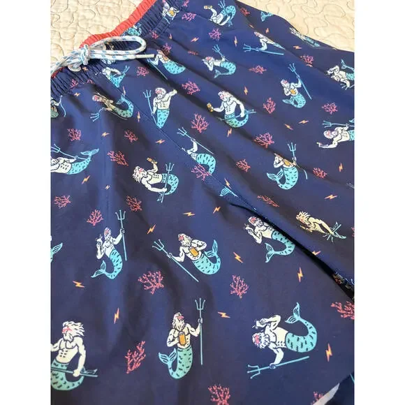 Chubbies Men's‎ Navy Blue Swim Trunks with Merman Print Size Medium #498 NWOT - Picture 3 of 6